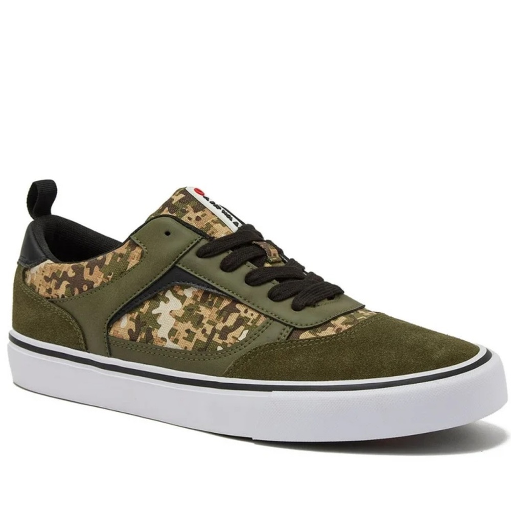 AIRWALK | Huntington green suede/beige camo canvas sneakers
